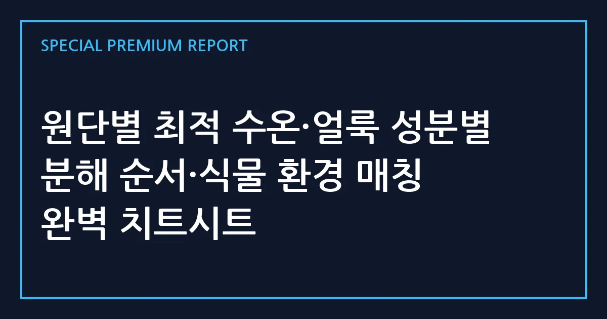 원단별 최적 수온·얼룩 성분별 분해 순서·식물 환경 매칭 완벽 치트시트